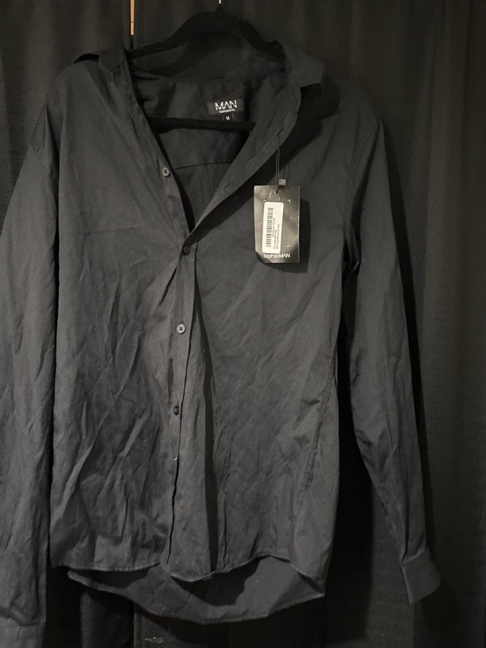 MAN Black Hooded Lightweight Shirt Jacket
